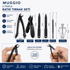 Muggio 6 Parça Batık Tırnak Seti - Batık Tırnak Makası, Pensi, Düzeltici ve Törpü