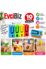 Evcibiz Poşet Paket Mandalı Klipsi 10'lu Karma Renk PLA Çevre Dostu Kese ve Ambalaj Mandalı